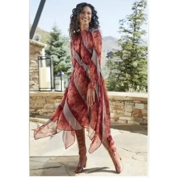 SOFT SURROUNDINGS Woodland Manor Chiffon Midi Dress - Picture 1 of 9